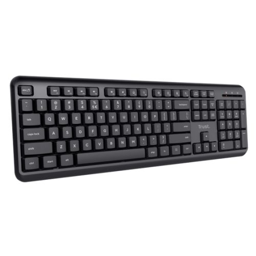 Trust TK-350 Wireless Membrane Keyboard, Spill-Proof, Silent Keys, Media Keys, Black