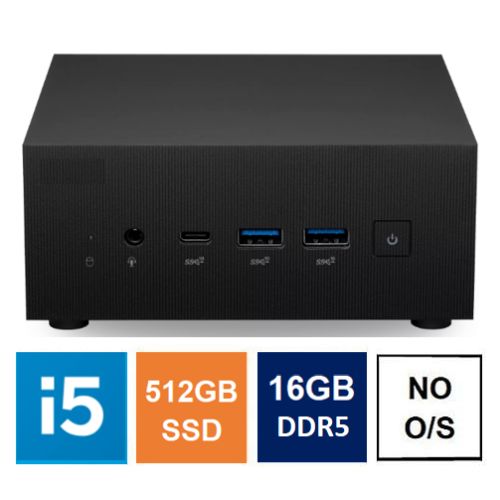 Spire Mini PC, Asus PN64 Case, i5-12500H, 16GB DDR5, 512GB SSD, HDMI, DP, USB-C, 2.5G LAN, Wi-Fi 6E, VESA Mountable, No Operating System