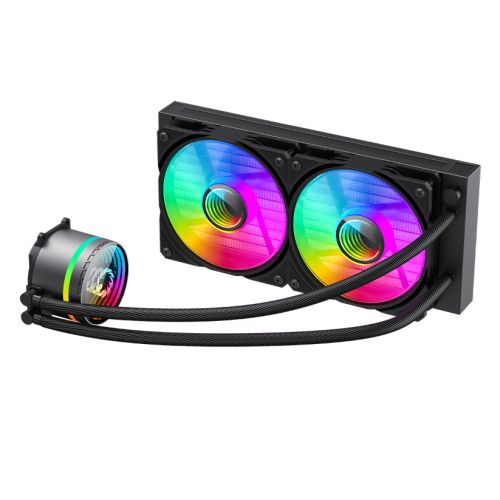 GameMax Iceburg 240mm ARGB Liquid CPU Cooler, 12cm ARGB PWM Fans, Infinity Mirror RGB Rotatable Pump Head